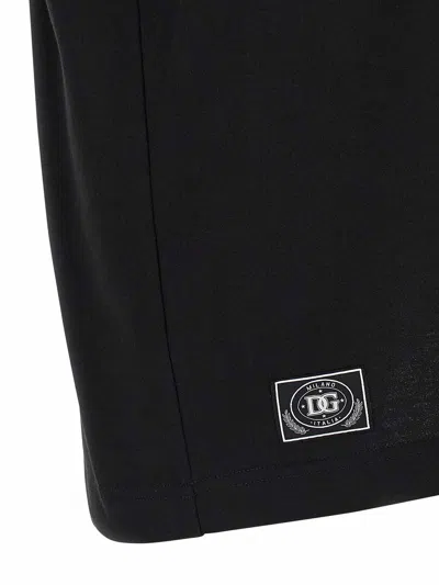 Dolce & Gabbana Men Cotton T-shirt With Embossed Logo Embroidery In Black
