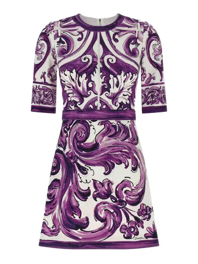 Dolce & Gabbana Majolica Print Mini Dress In Multi