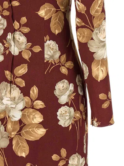 Dolce & Gabbana Dolce&gabbana Burgundy Satin Dress With Floral Print Women In Multi