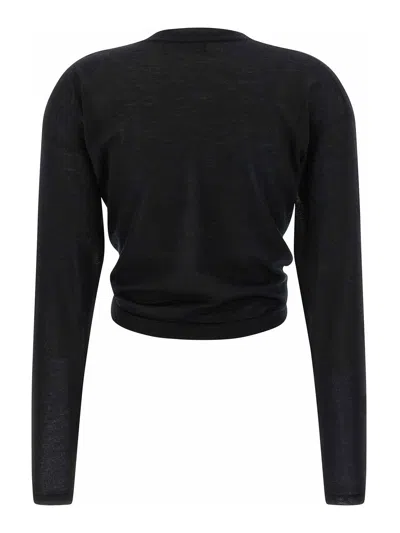 Dolce & Gabbana Lightweight Cropped Cashmere Cardigan With Long Sleeves In Black