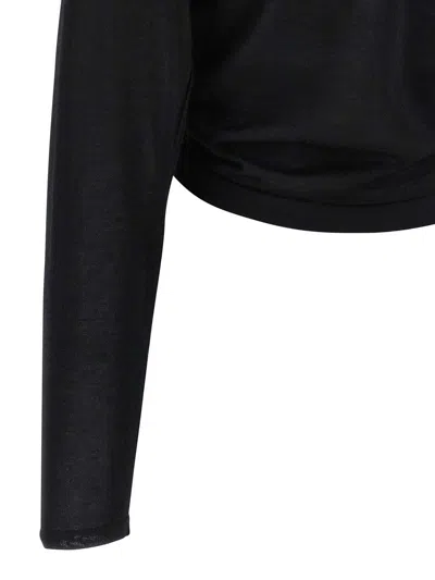 Dolce & Gabbana Lightweight Cropped Cashmere Cardigan With Long Sleeves In Black