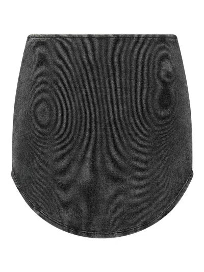 Diesel Denim Mini Skirt With Oval D Logo In Black