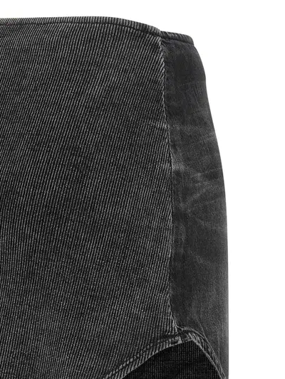 Diesel Denim Mini Skirt With Oval D Logo In Black