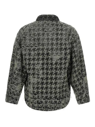 Diesel Jacket In Houndstooth-weave Denim In Black