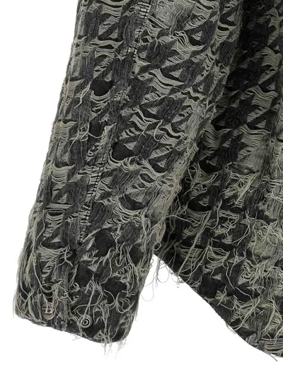 Diesel Jacket In Houndstooth-weave Denim In Black