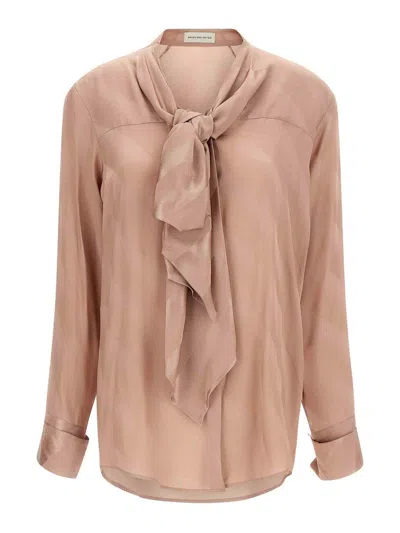 Dries Van Noten Long Sleeve Shirt Bow Detail In Pink