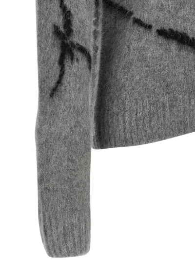 Dries Van Noten Mouche Embroidered Wool Sweater In Gray