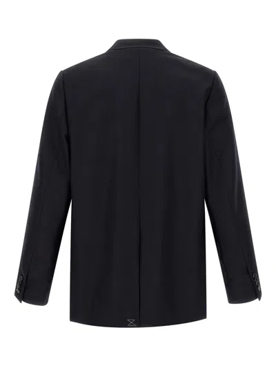 Dries Van Noten Double Breasted Wool Jacket With Notched Lapels In Blue