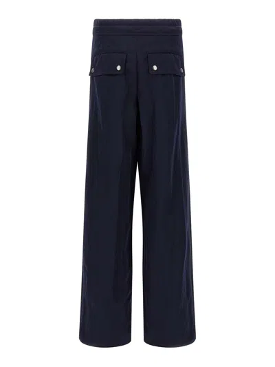 Dries Van Noten Wide Black Cotton Trousers In Blue