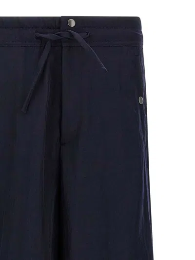 Dries Van Noten Wide Black Cotton Trousers In Blue