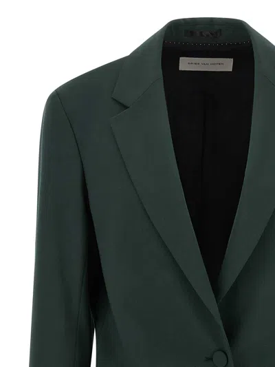 Dries Van Noten Single Breasted Blazer In Green