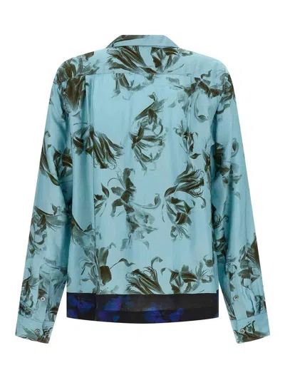 Dries Van Noten Floral Pattern Long Sleeves Shirt With Chest Pocket In Blue