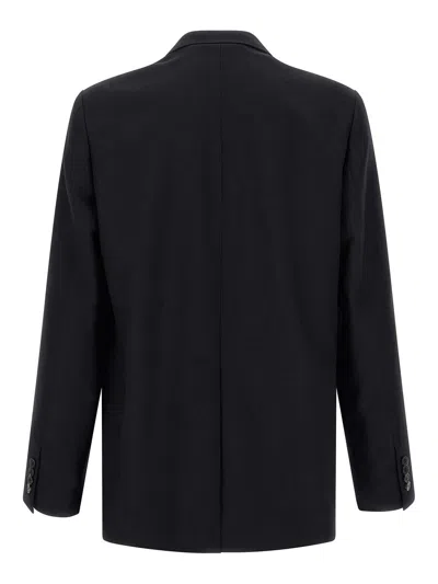 Dries Van Noten Double Breasted Wool Jacket With Notched Lapels In Black