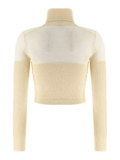 Elisabetta Franchi Brushed Insert Turtleneck Sweater Sweaters And Cardigans White In White