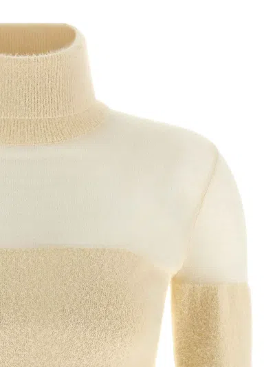Elisabetta Franchi Brushed Insert Turtleneck Sweater Sweaters And Cardigans White In White