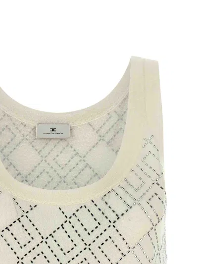 Elisabetta Franchi Crystal Top In White