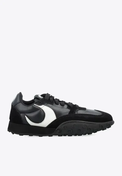 Marine Serre Ms Rise Suede And Leather Sneakers In Black
