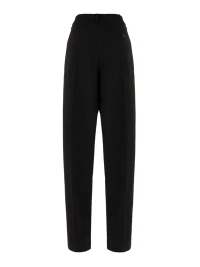 Givenchy Wool Trousers With Pleated Design And Button Detail In Black