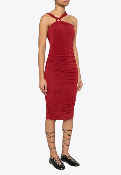 Isabel Marant One-shoulder Ethel Dress In Light Burgundy In Black