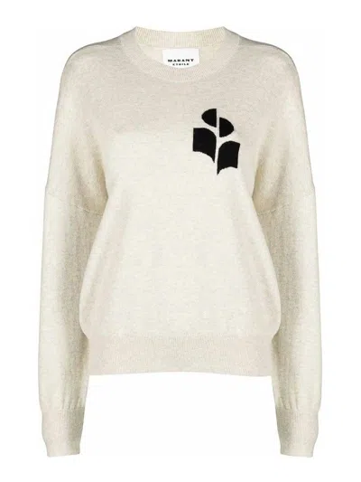 Isabel Marant Étoile Light Grey Relaxed Fit Sweater With Logo Detail In Gray