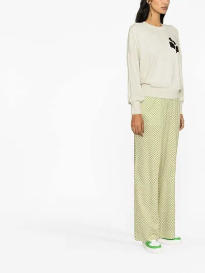Isabel Marant Étoile Light Grey Relaxed Fit Sweater With Logo Detail In Gray