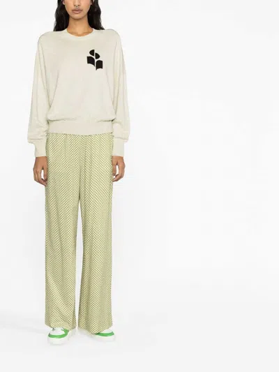 Isabel Marant Étoile Light Grey Relaxed Fit Sweater With Logo Detail In Gray