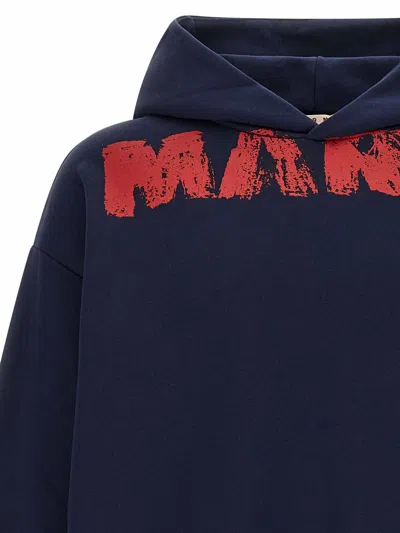 Marni Sweatshirt With Maxi Logo Print In Blue