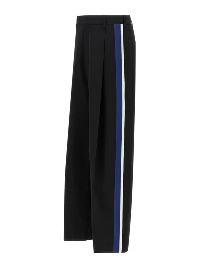 Marni Virgin Wool With Contrast Side Bands Trousers In Black