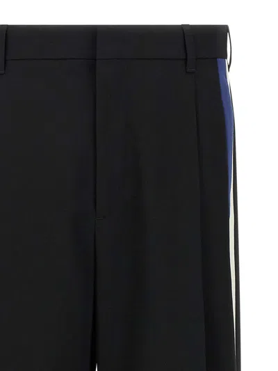 Marni Virgin Wool With Contrast Side Bands Trousers In Black