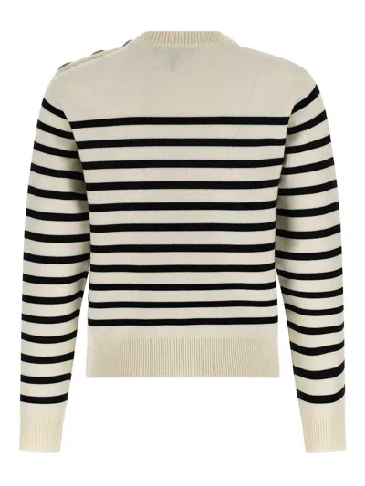 Marc Jacobs Striped Crew Neck Long Sleeve Sweater In Brown