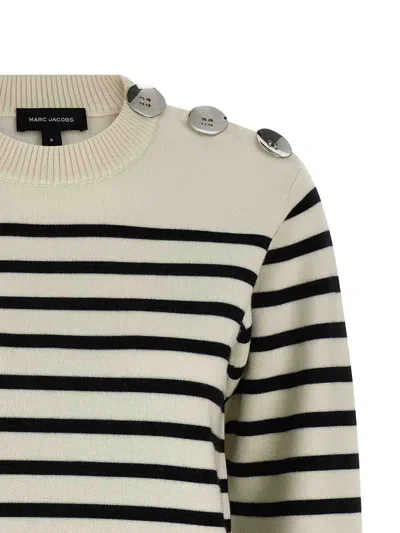 Marc Jacobs Striped Crew Neck Long Sleeve Sweater In Brown