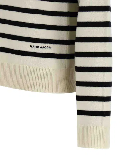 Marc Jacobs Striped Crew Neck Long Sleeve Sweater In Brown