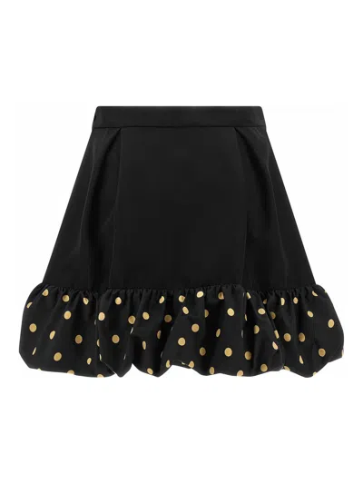 Moschino Midi Skirt With Polka Dots And Ruffles In Black