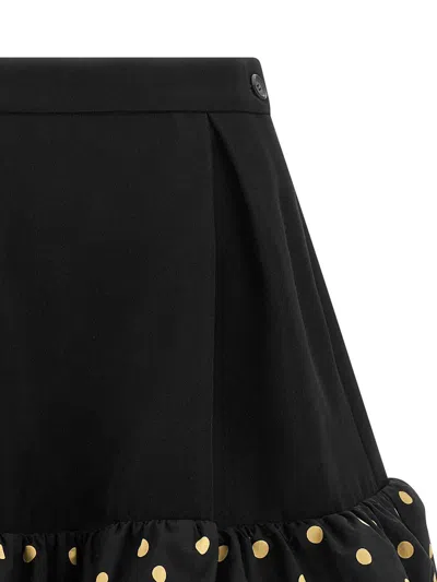 Moschino Midi Skirt With Polka Dots And Ruffles In Black