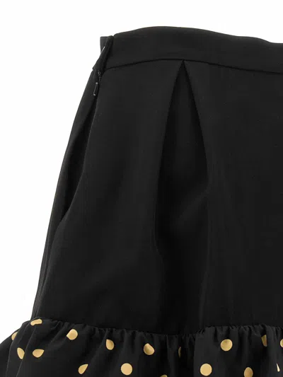 Moschino Midi Skirt With Polka Dots And Ruffles In Black