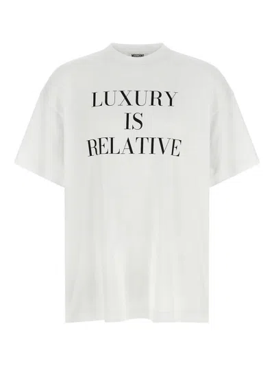 Moschino Graphic Print Relaxed Fit Short Sleeve Top In White