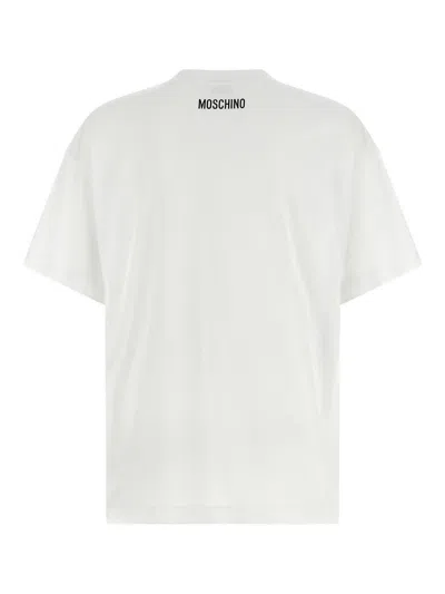 Moschino Graphic Print Relaxed Fit Short Sleeve Top In White