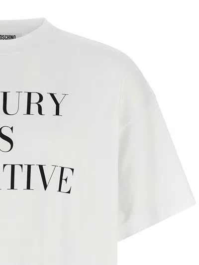 Moschino Graphic Print Relaxed Fit Short Sleeve Top In White