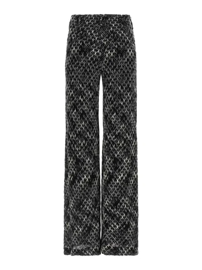 Missoni Crochet-knit Space-dyed Wool-blend Wide-leg Pants In Black