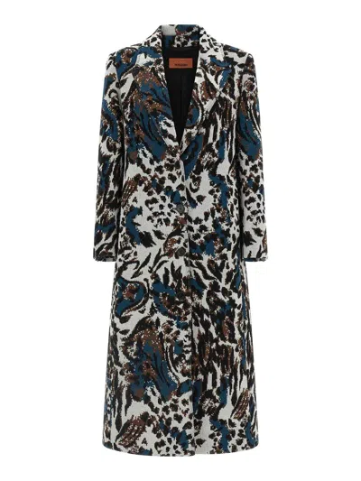 Missoni Long Animal Print Coat Featuring Pockets In Multi