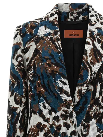 Missoni Long Animal Print Coat Featuring Pockets In Multi