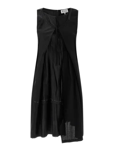 Maison Margiela Anonymity Of The Lining Asymmetrical Wool Dress In Black