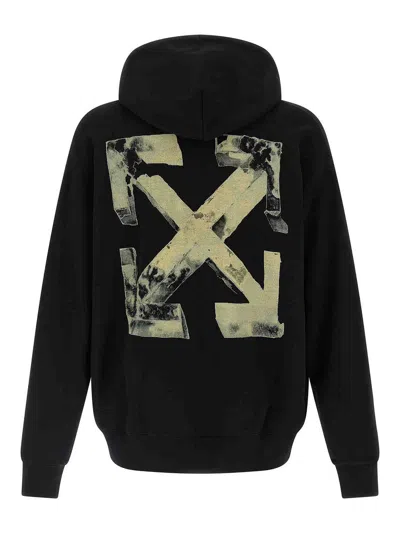 Off-white Black Skate Cloudy Arrow Hoodie In Animal Print
