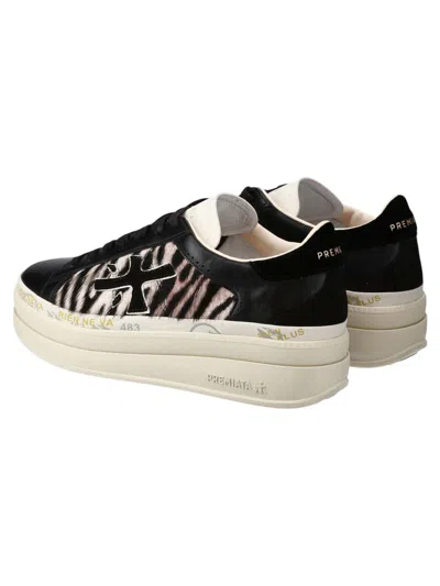 Premiata Sneakers Black/animalier Zebra In Orange