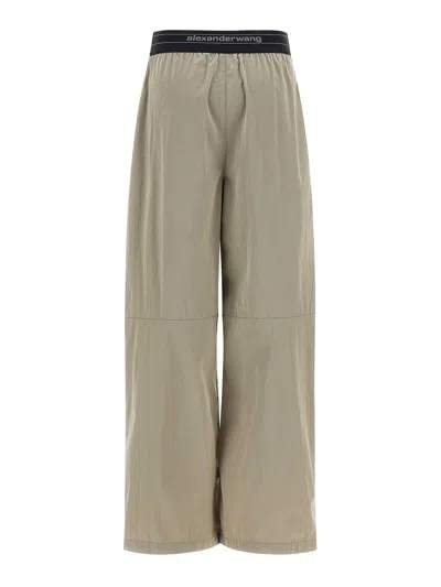 Alexander Wang Wide Leg Pants Featuring Elastic Waistband In Green