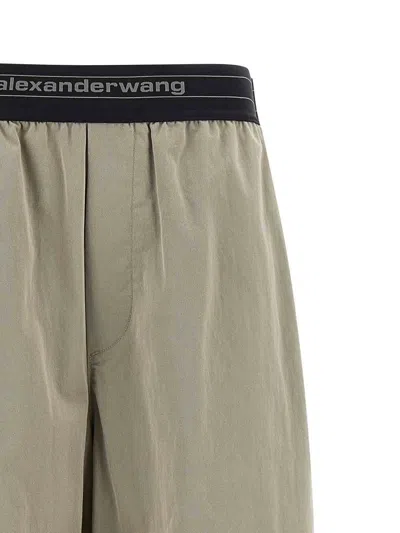 Alexander Wang Wide Leg Pants Featuring Elastic Waistband In Green