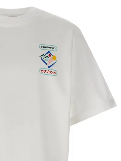 Casablanca Montagne Ondulee Crewneck T-shirt In White