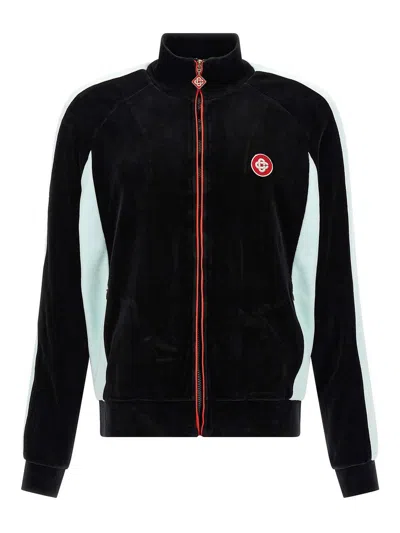 Casablanca High Collar Sweatshirt Featuring Contrast Panels In Black