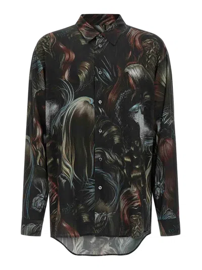 Magliano 'artistic Print Long Sleeves Shirt' In Brown
