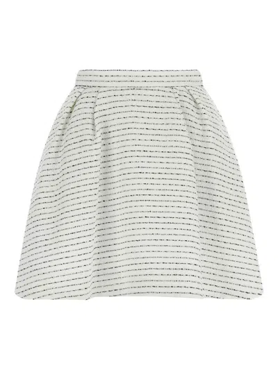Alessandra Rich Tweed Skirt With A-line Silhouette And High Waist In White